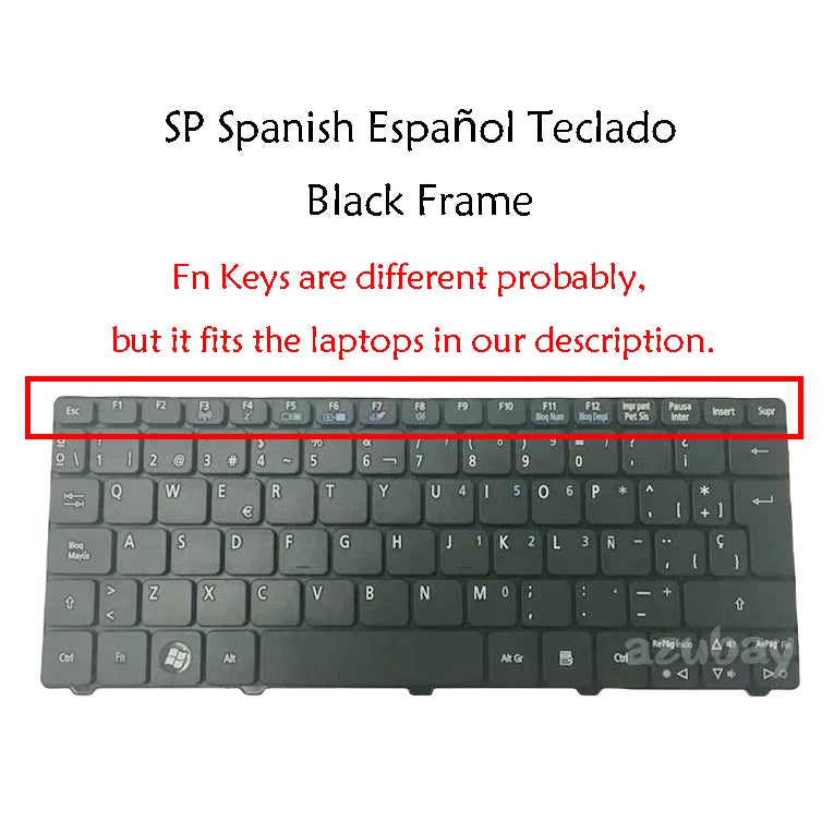 Spanish French PC Keyboard For Gateway LT22 LT23 LT25 LT27 LT28 LT40 LT41 Packard Bell dot s, Dot SE SE2 SE3 S/E E2 E3, ME69BMP