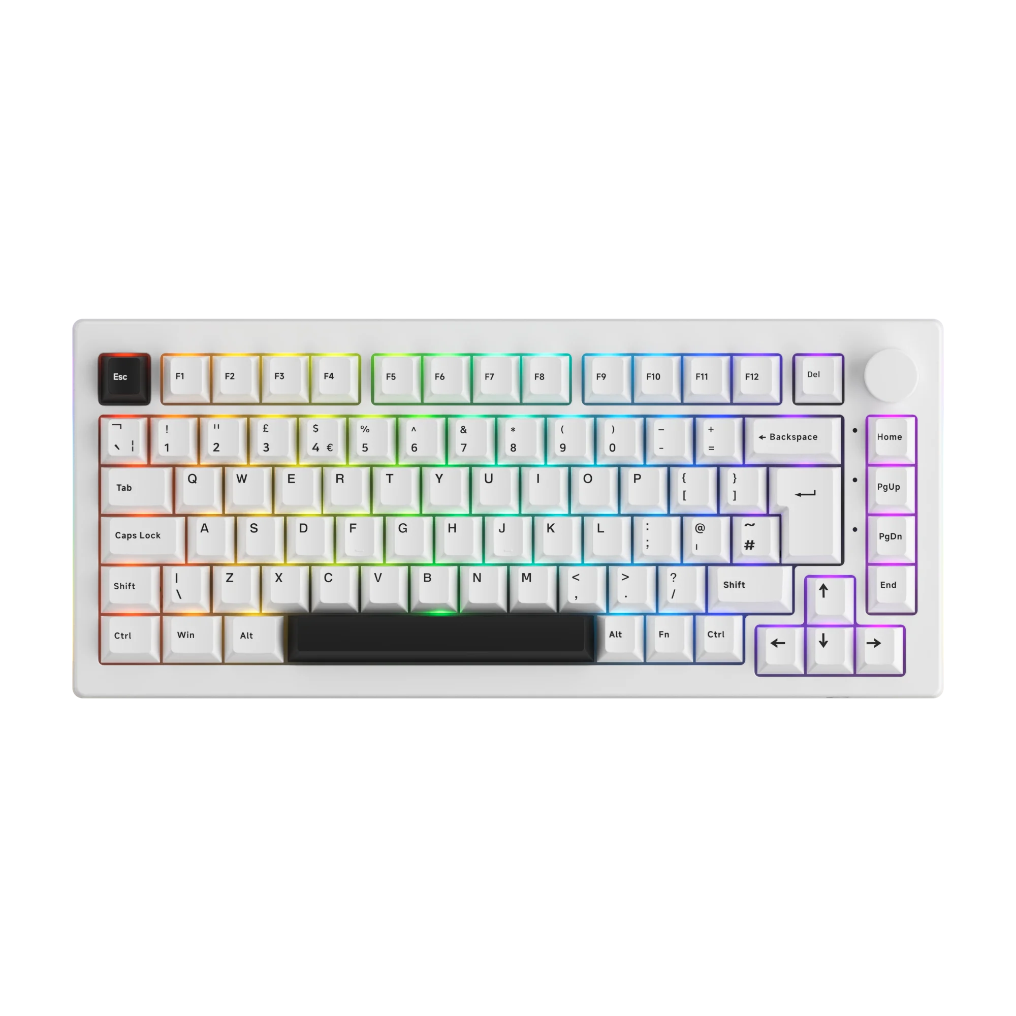Akko 5075B Plus 75% Mechanical Gaming Keyboard ISO-UK Black On White Hot Swap Side LED RGB Multi-Modes 2.4GHz /USB Type-C/BT 5.0