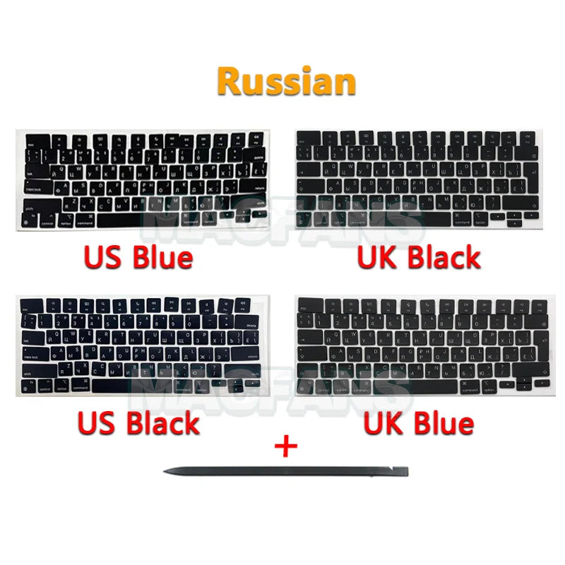 Laptop New A2681 Russian Keyboard keycaps for Macbook Air M2 13.6'' A2681 Keycaps Key Cap US UK Repair Black Blue 2022 EMC 4074