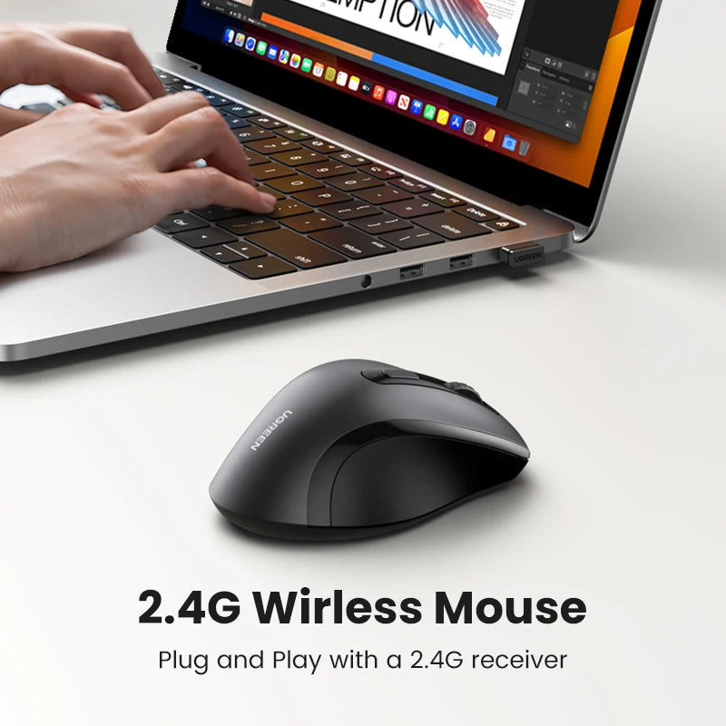UGREEN Wireless Mouse for Computer 1600DPI Silent Mouse with 2.4GHz USB Receiver for PC MacBook Tablet Laptop