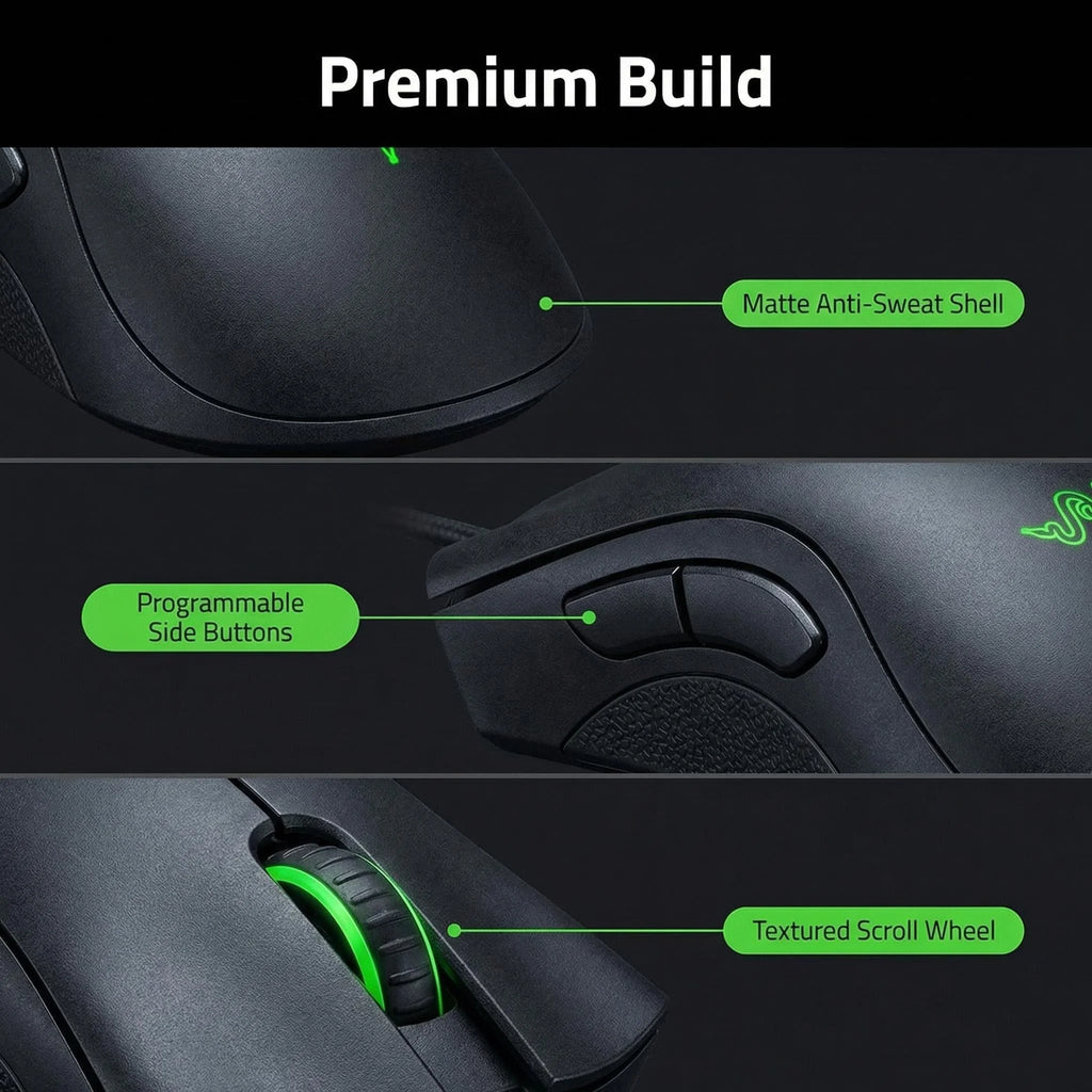 Razer DeathAdder Essential Wired Gaming Mouse Mice 6400DPI Optical Sensor 5 Independently Buttons for Laptop PC Gamer