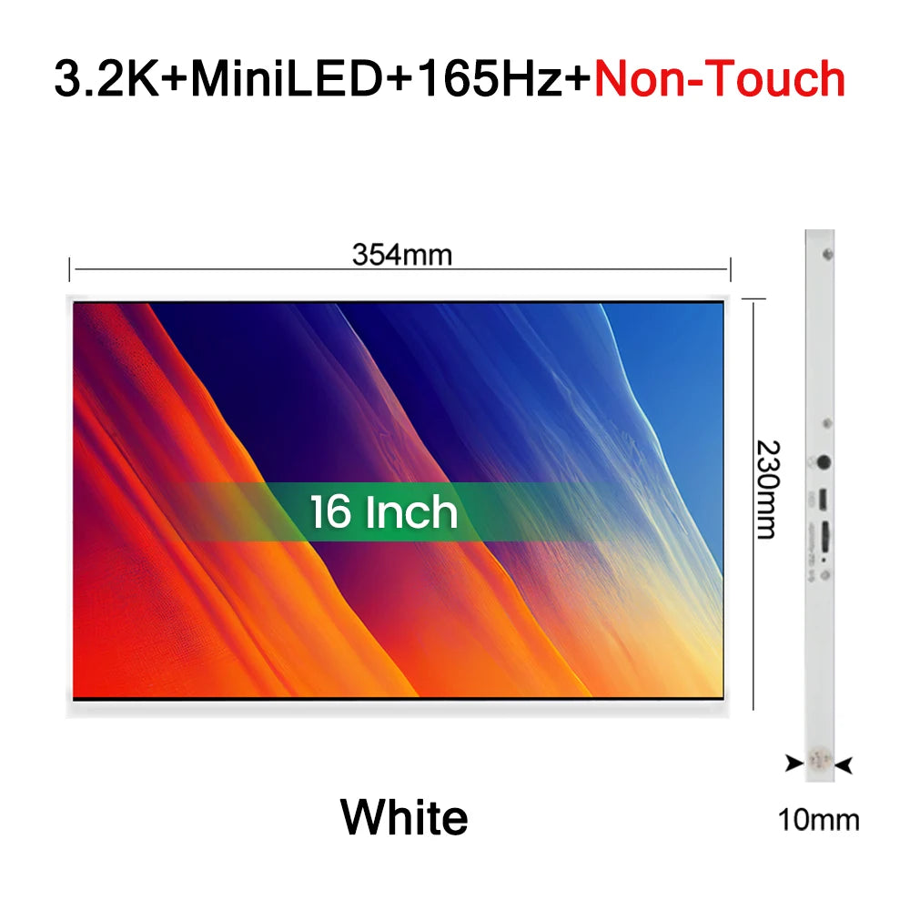 16 Inch 3.2K 165Hz MiniLED Portable Monitor 3200*2000P 1200Nit 100%DCI-P3 HDR IPS Screen Gaming Display For PC XBox PS4/5 Switch