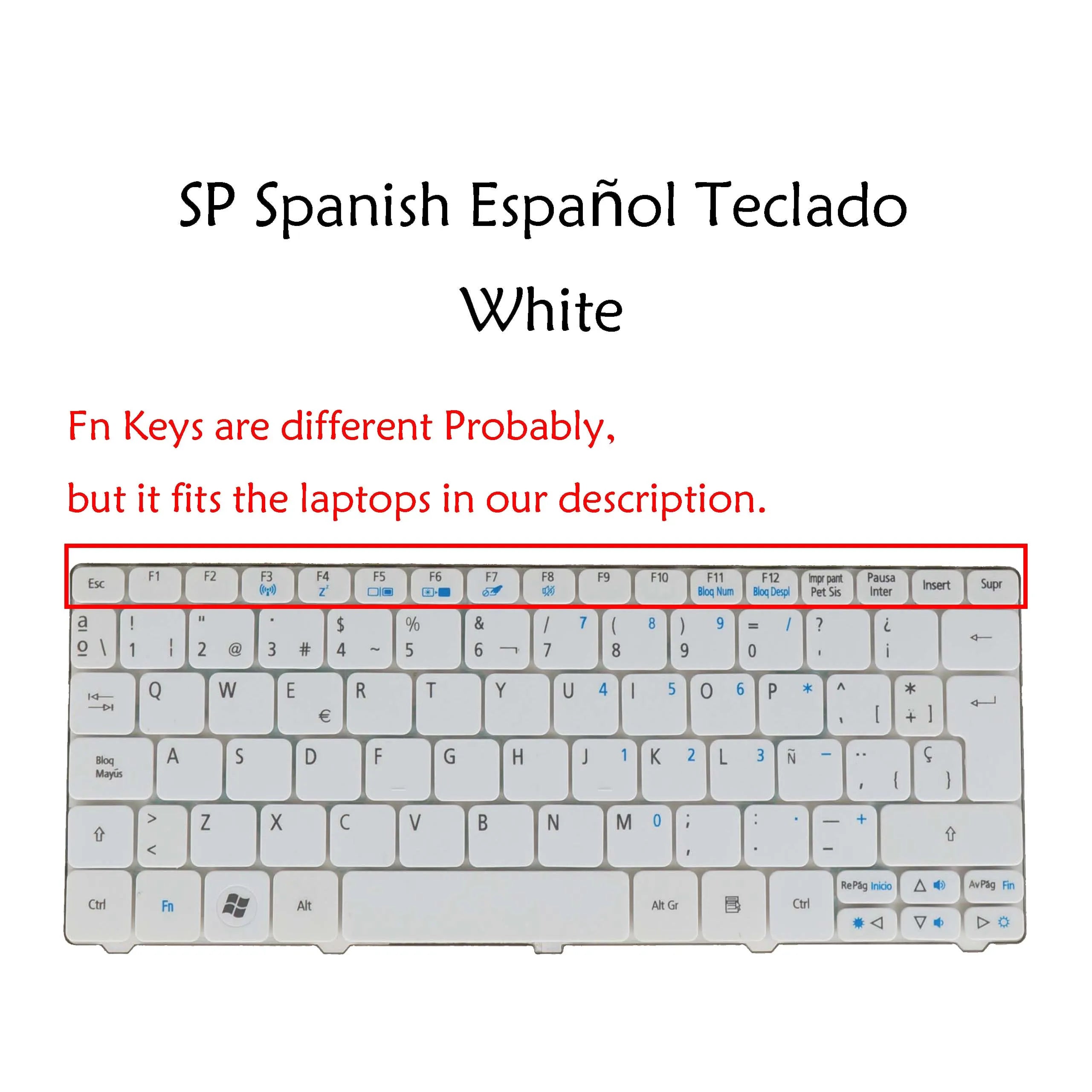 Spanish French PC Keyboard For Gateway LT22 LT23 LT25 LT27 LT28 LT40 LT41 Packard Bell dot s, Dot SE SE2 SE3 S/E E2 E3, ME69BMP