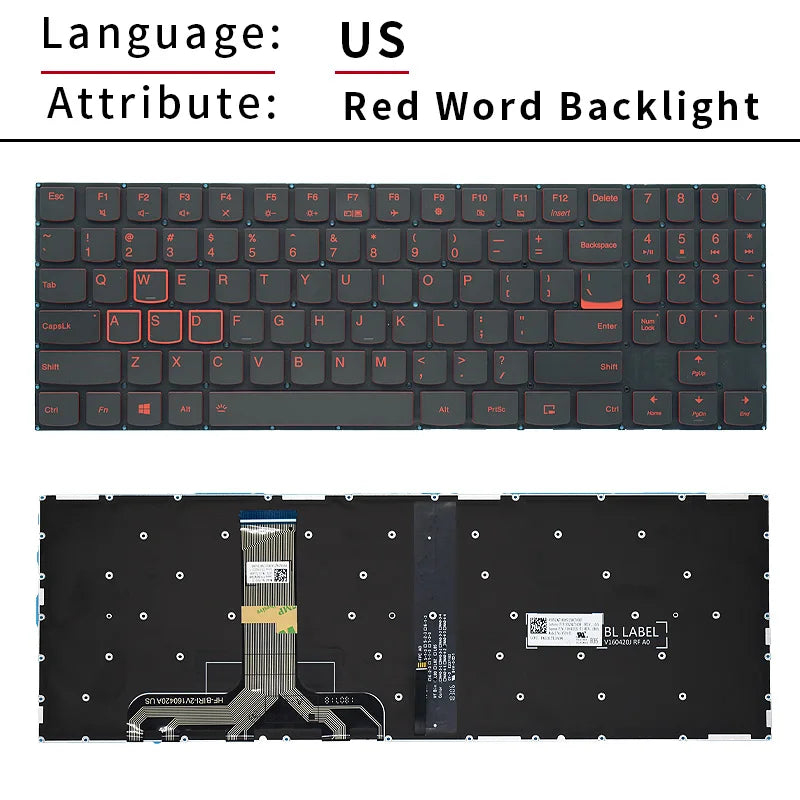 New US Russian Laptop Backlit Keyboard For Lenovo Legion Y530 -15ICH Y7000P-1060 Y7000-2019 Y540-15IRH Y540-17IRH Y545-PG0
