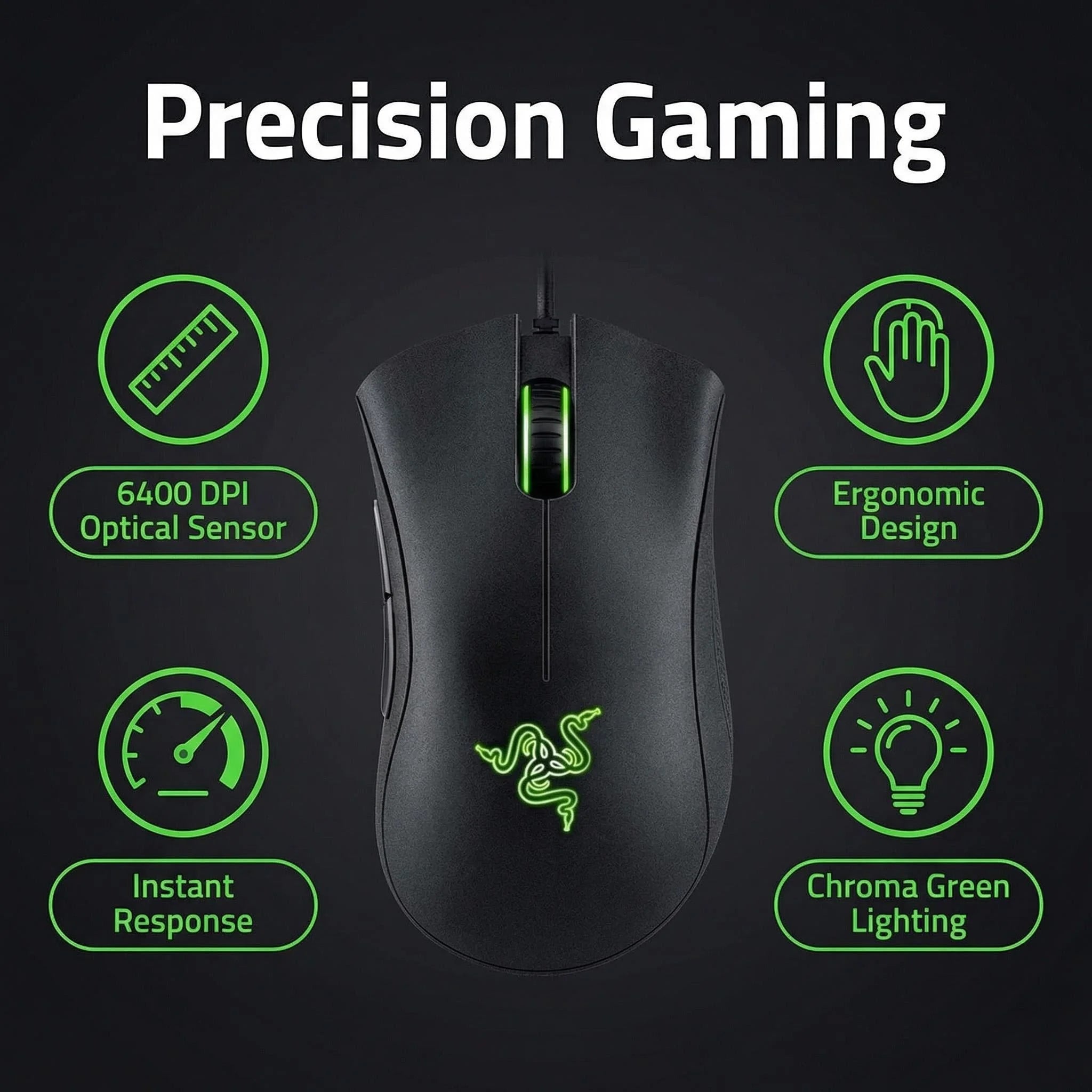 Razer DeathAdder Essential Wired Gaming Mouse Mice 6400DPI Optical Sensor 5 Independently Buttons for Laptop PC Gamer